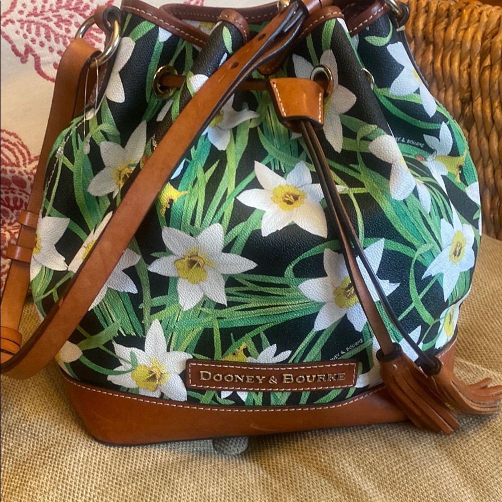 Dooney & Bourke Green and Brown Shoulder Bag with Floral Design